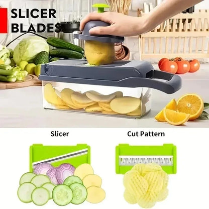 Household Multi-Function Chopper Slicing, Shredding and Dicing Fast Chopper 14/16-Piece Set Chopper Is Suitable for the Kitchen