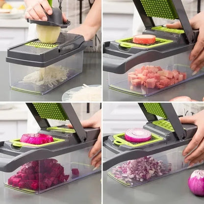 Household Multi-Function Chopper Slicing, Shredding and Dicing Fast Chopper 14/16-Piece Set Chopper Is Suitable for the Kitchen
