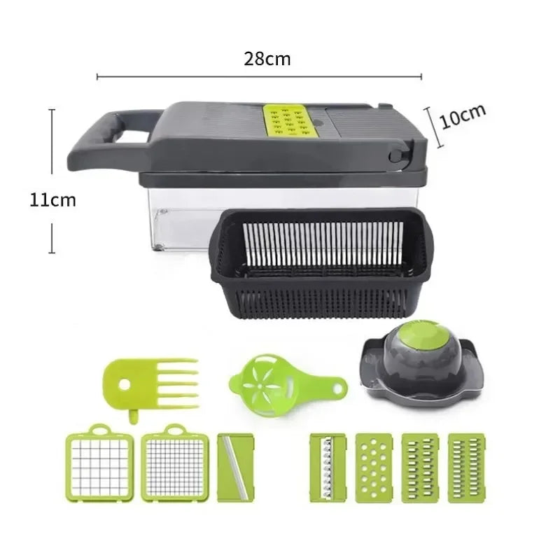 Household Multi-Function Chopper Slicing, Shredding and Dicing Fast Chopper 14/16-Piece Set Chopper Is Suitable for the Kitchen